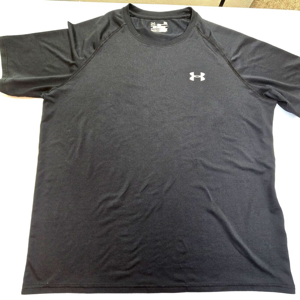 Under Armour Heatgear Mens Large T Shirt Black 100% Polyester Gym Activewear